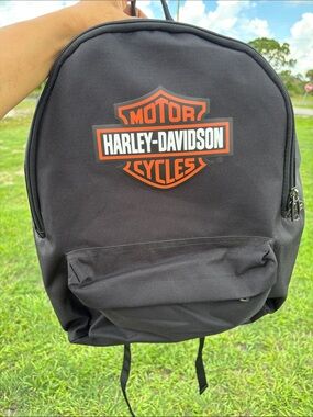Harley-Davidson Black Backpack with Orange and White Logo
